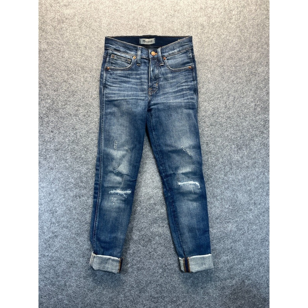 Madewell Jeans Women's 24 9" High Rise Skinny Distressed Blue‎ Denim Jeans